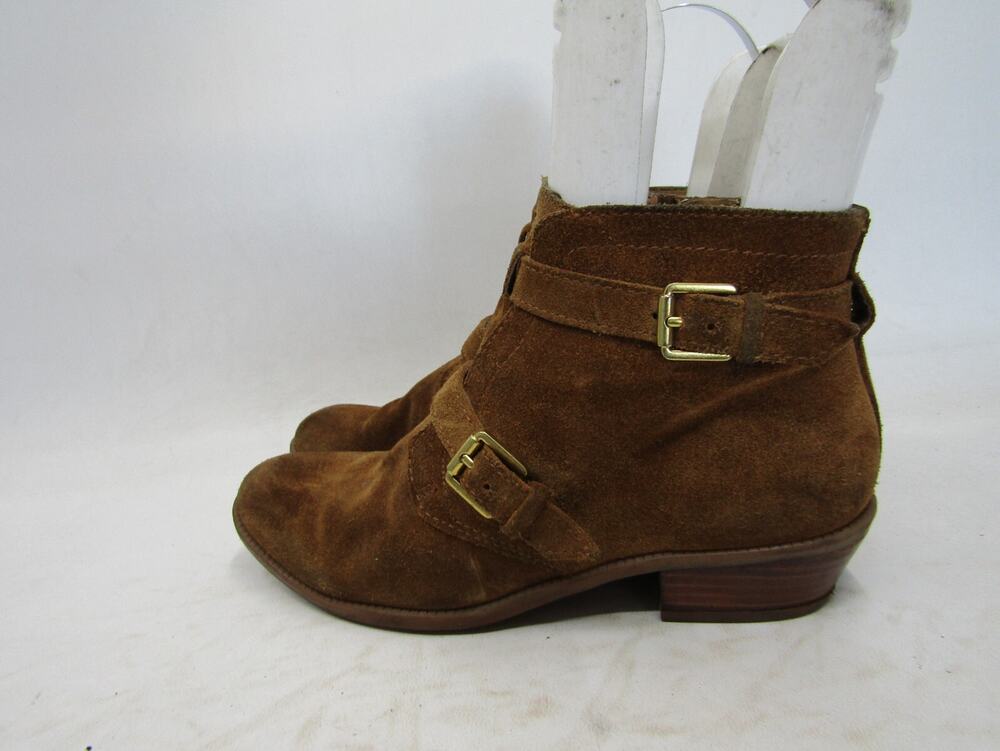 Franco Sarto Womens Sz 6.5 M Brown Suede Zip Buckle Ankle Fashion Boots Booties